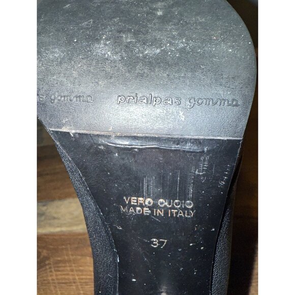 Lorenzo Massetti Prialpas Gomma  Black Leather Heeled Ankle Boots Size 6.5 /37 - Picture 13 of 13